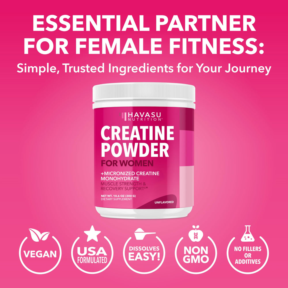 HAVASU NUTRITION Creatine for Women supports lean muscle development.
