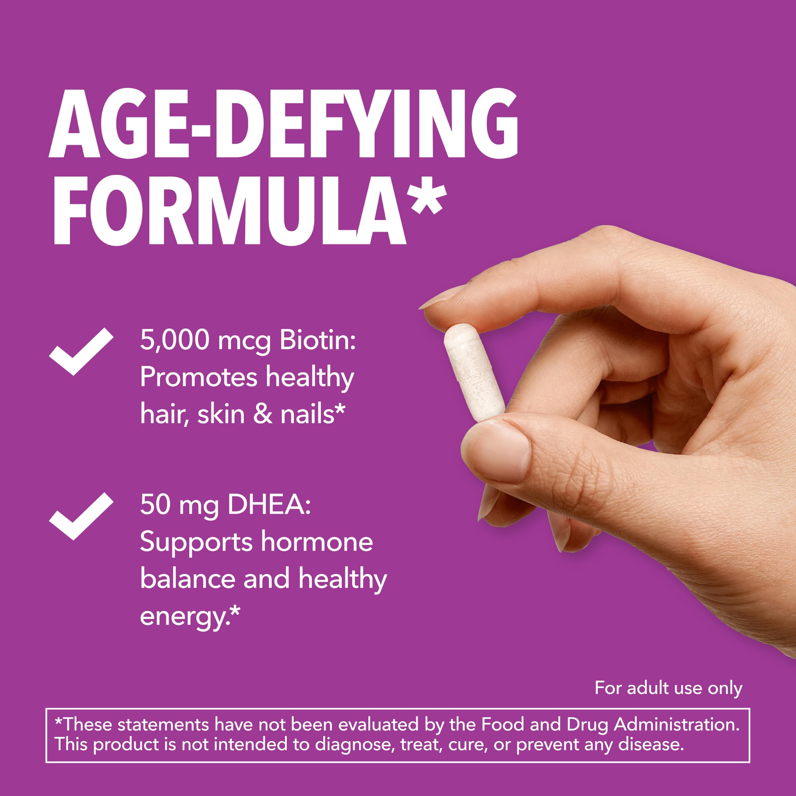HAVASU NUTRITION DHEA Biotin capsule on white background for routine use.