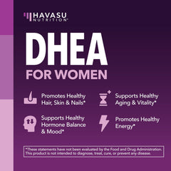 Havasu Nutrition DHEA Biotin bottle pour shows easy daily regimen.