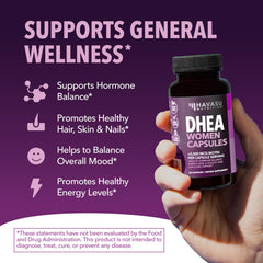 Havasu Nutrition DHEA Biotin packaging with label emphasizing vegan, non-GMO.