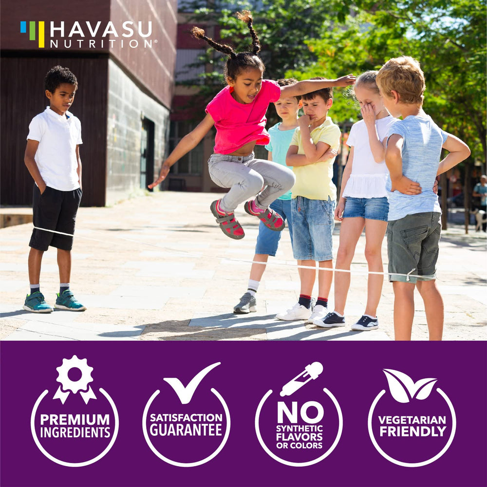 HAVASU NUTRITION elderberry kids gummies travel tin emphasizes portable immune support.