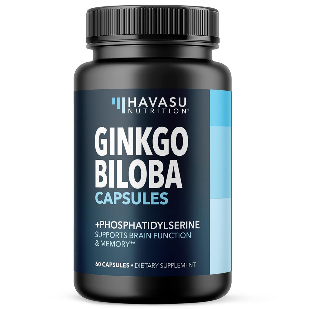 HAVASU NUTRITION Ginkgo Biloba 120mg bottle front for daily brain support and focus