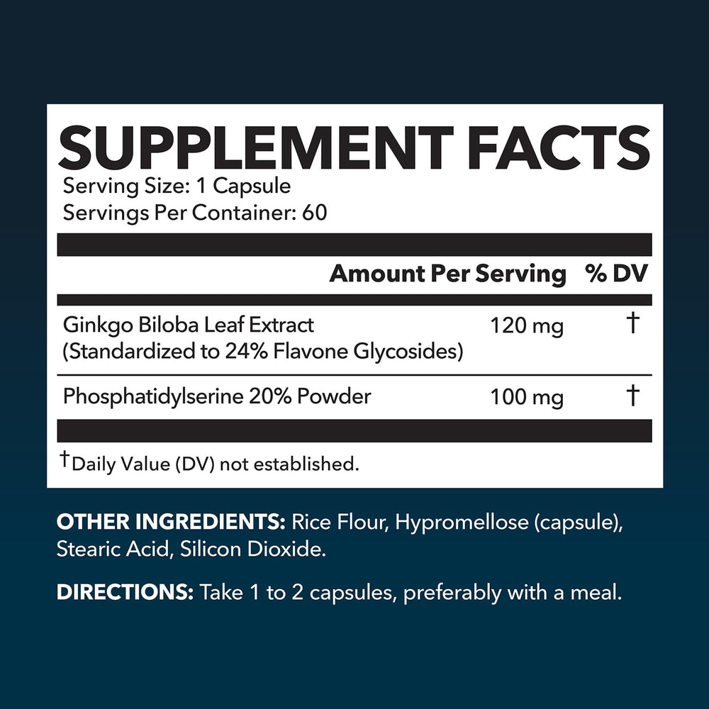 Closeup of HAVASU NUTRITION Ginkgo Biloba capsules for memory and focus