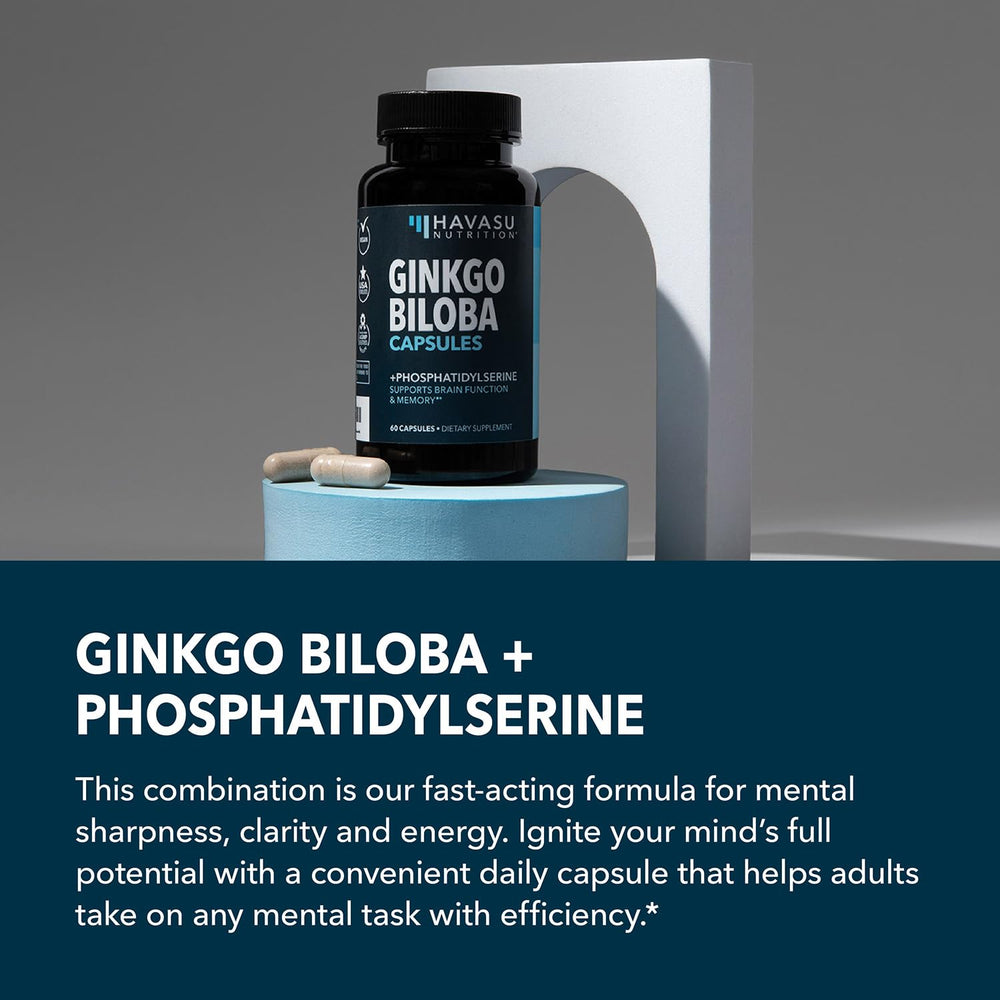 Label detail of HAVASU NUTRITION Ginkgo Biloba with non-GMO sourcing emphasis