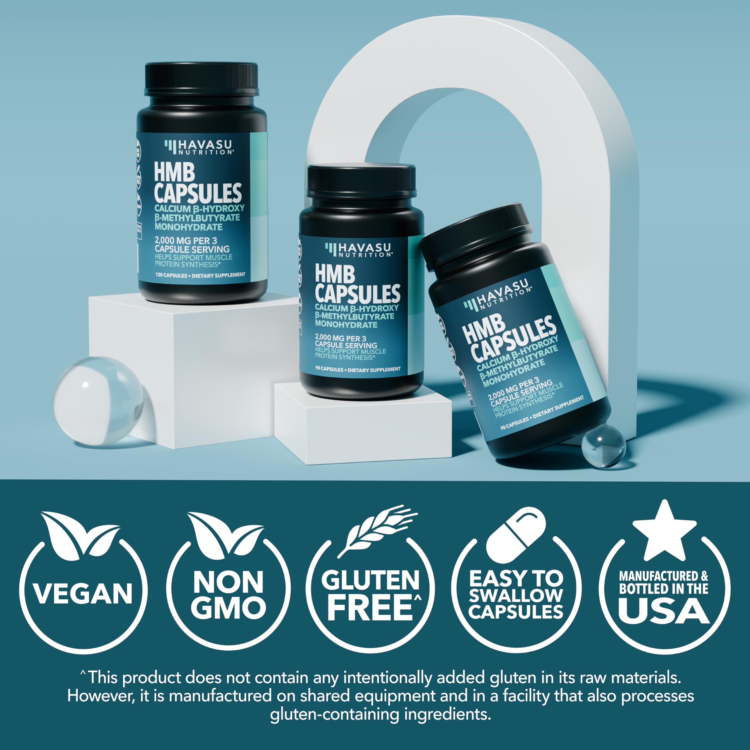 30-day supply shot beside bottle to show daily routine integration with HMB Capsules.