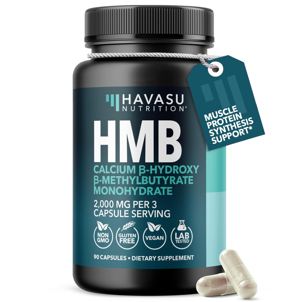 HAVASU Nutrition HMB Capsules bottle front showing 2000mg per serving.