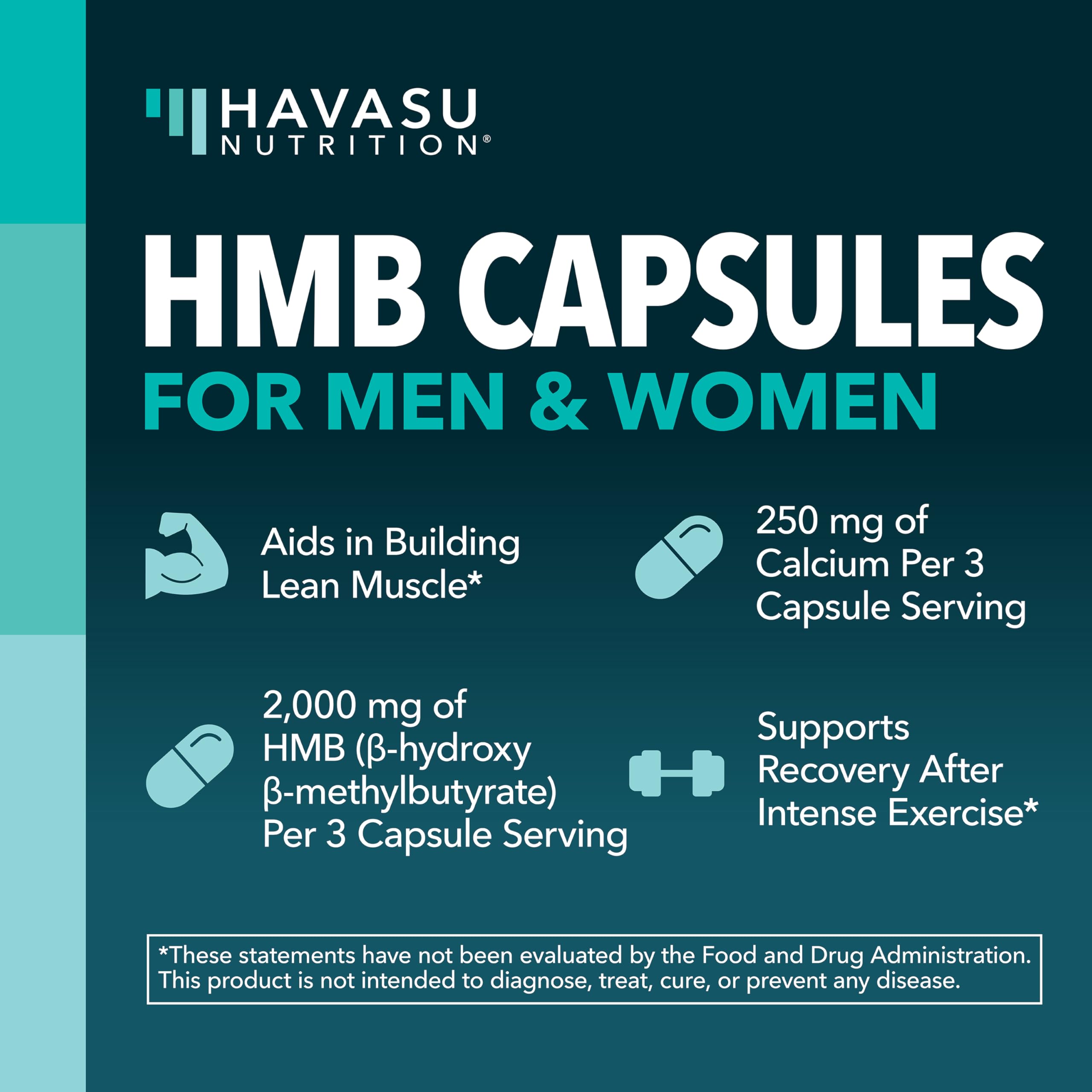 HMB Capsules serving information emphasizing 30-day supply for consistent training.
