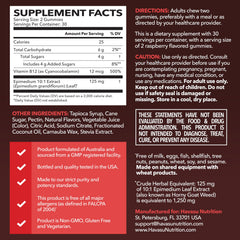 HAVASU Nutrition horny goat weed gummies raspberry bottle label highlights ingredients.