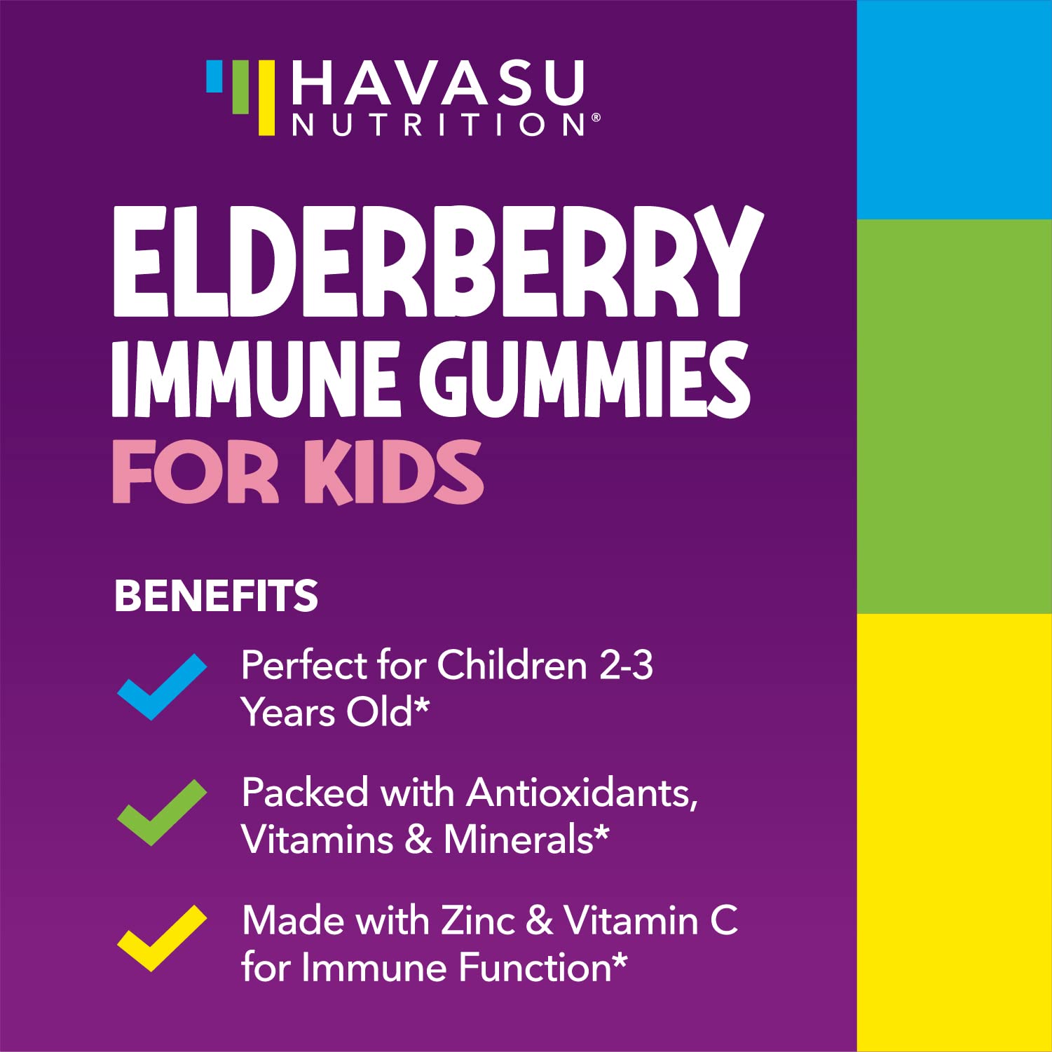 HAVASU NUTRITION kids immune-support gummies pour demonstrates convenient bottle-friendly daily routine.