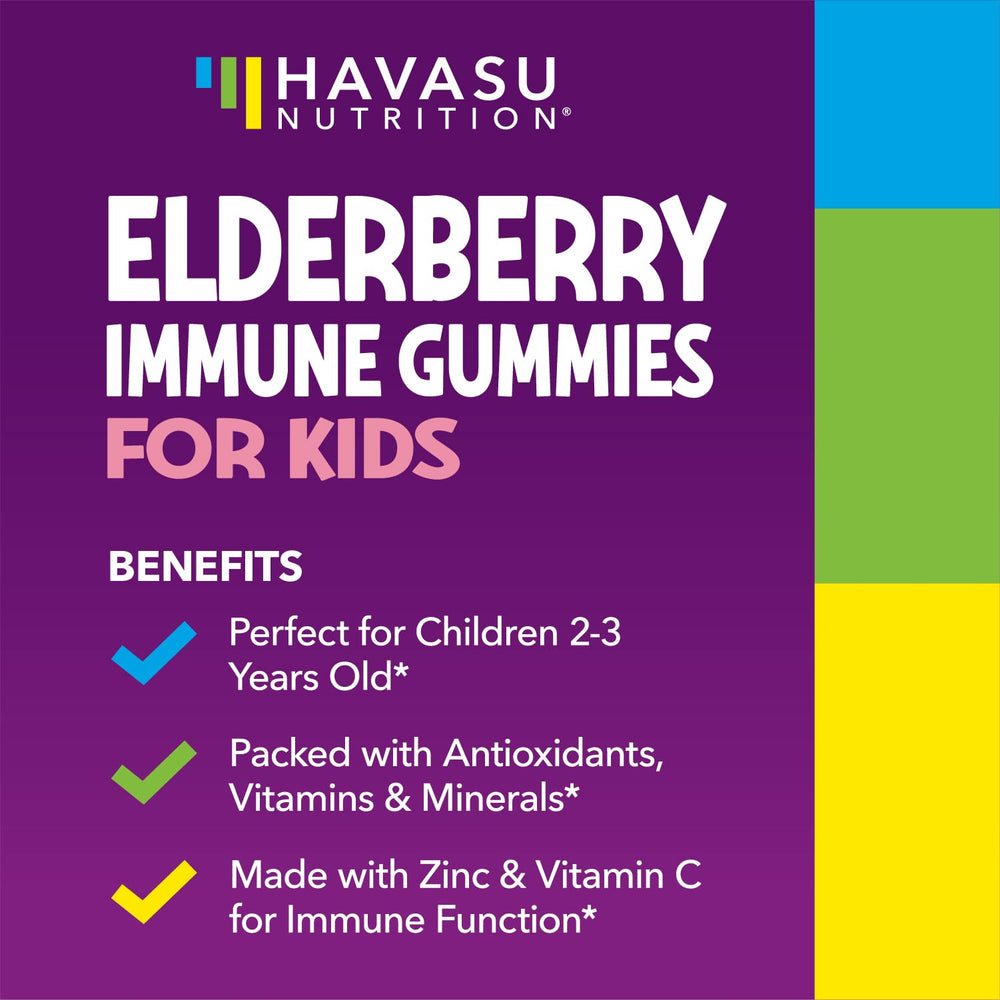 HAVASU NUTRITION kids immune-support gummies pour demonstrates convenient bottle-friendly daily routine.