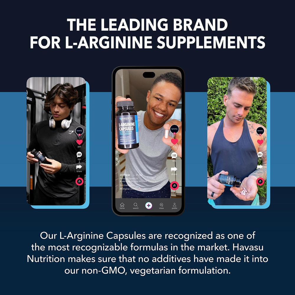 HAVASU Nutrition L-Arginine with L-Citrulline bottle-front display at gym.