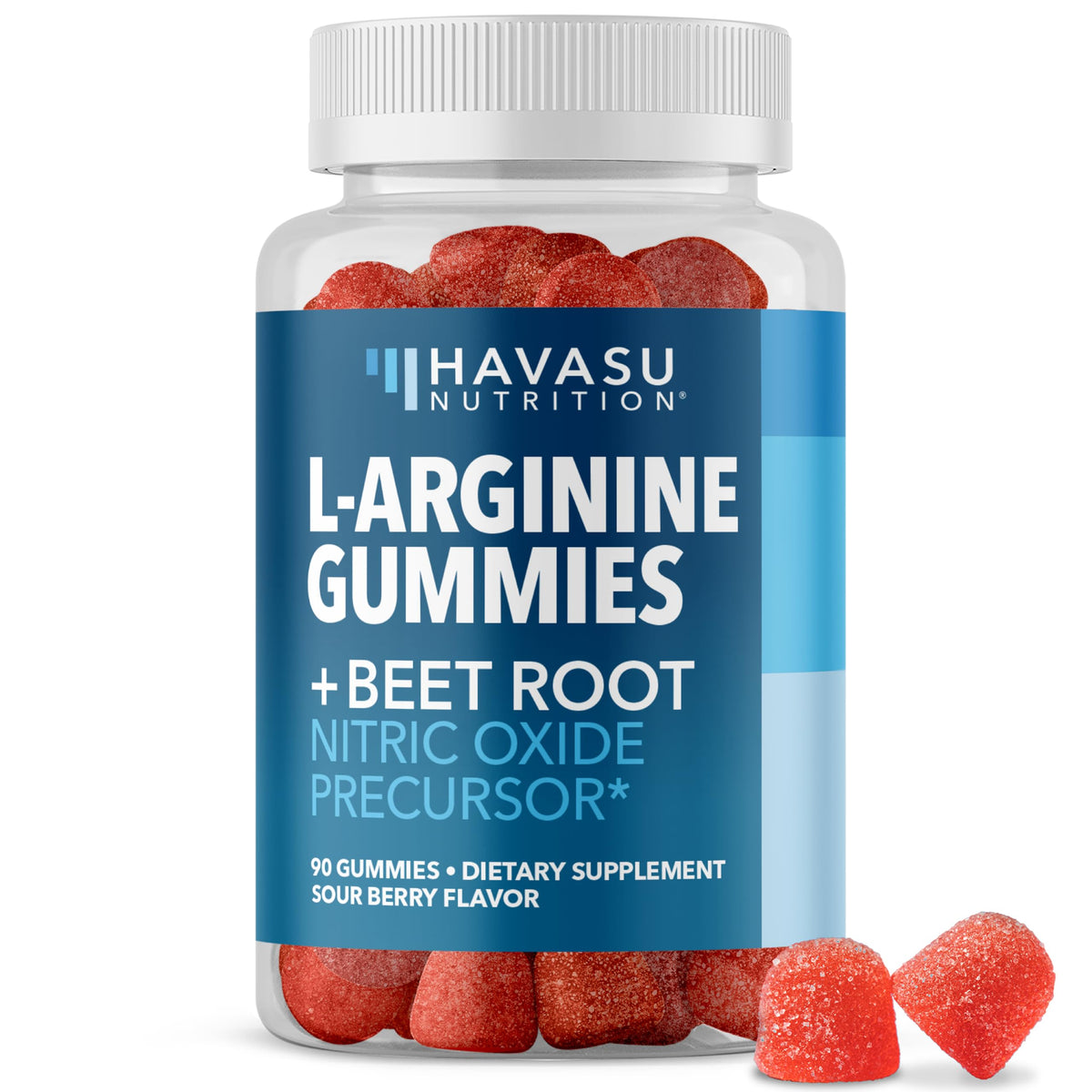 HAVASU L-Arginine Gummies jar close-up for workout support