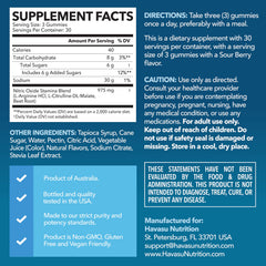 HAVASU L-Arginine Gummies sour-berry bottle for flavor and energy