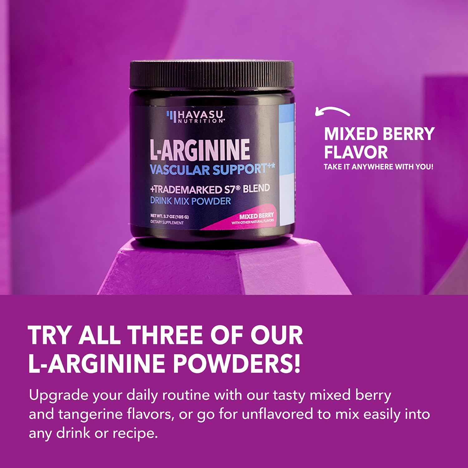 HAVASU NUTRITION L-Arginine Powder pre-workout serving boosts focus and endurance potential