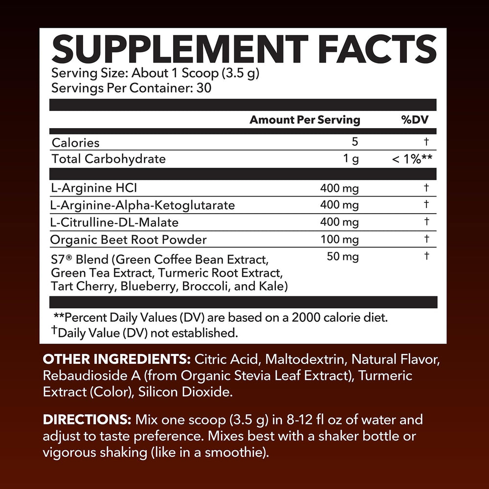 HAVASU NUTRITION L-Arginine Powder scoop with beet root blend supports recovery.