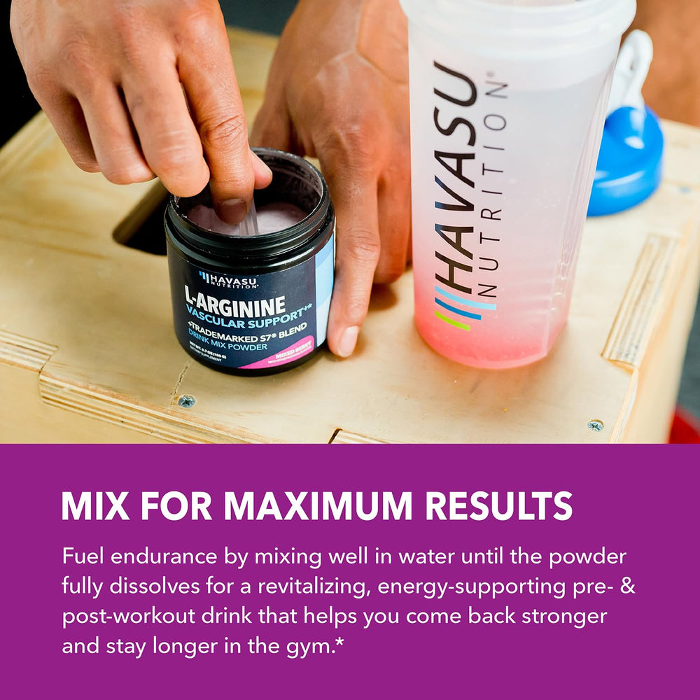 HAVASU NUTRITION L-Arginine Powder vegan-friendly icon highlights plant-based formula for clean fueling
