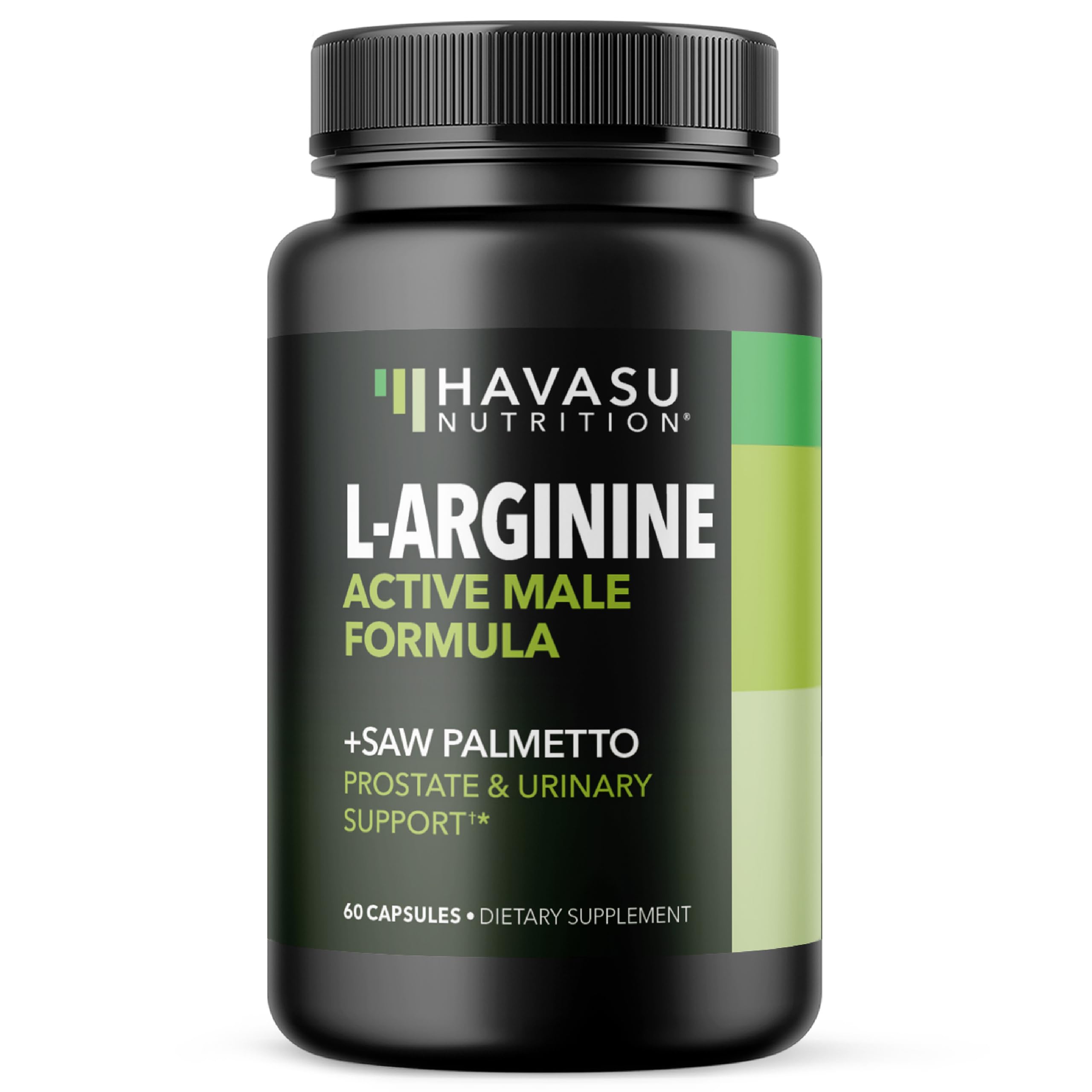 HAVASU NUTRITION L-Arginine and Saw Palmetto bottle for daily health support.