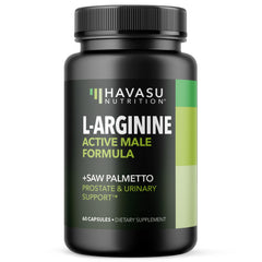HAVASU NUTRITION L-Arginine and Saw Palmetto bottle for daily health support.