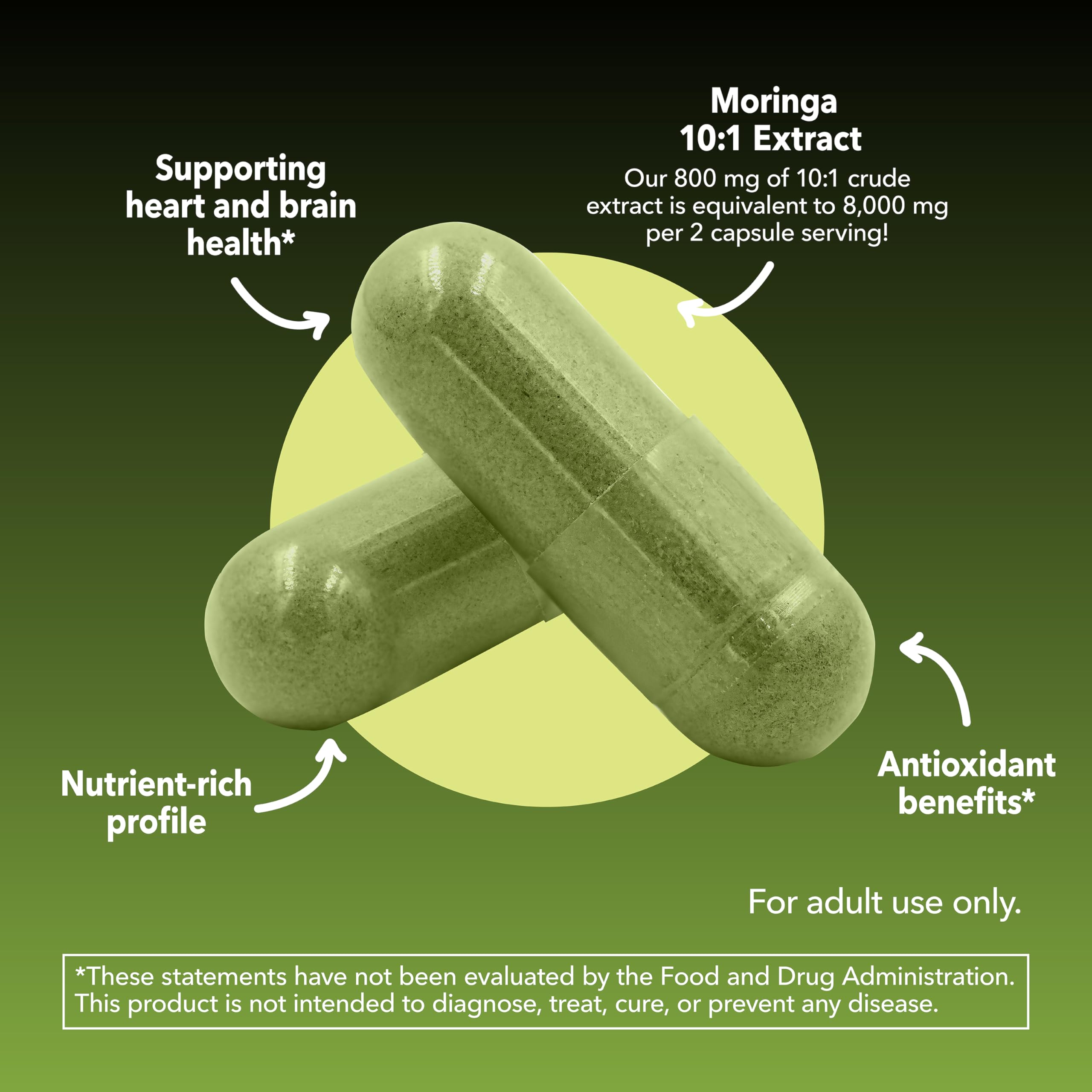 HAVASU NUTRITION Moringa Capsules green pack conveys vegan-friendly daily wellness.