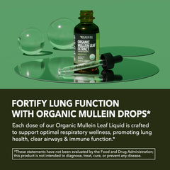 Organic mullein leaf label on Mullein Drops emphasizing organic sourcing