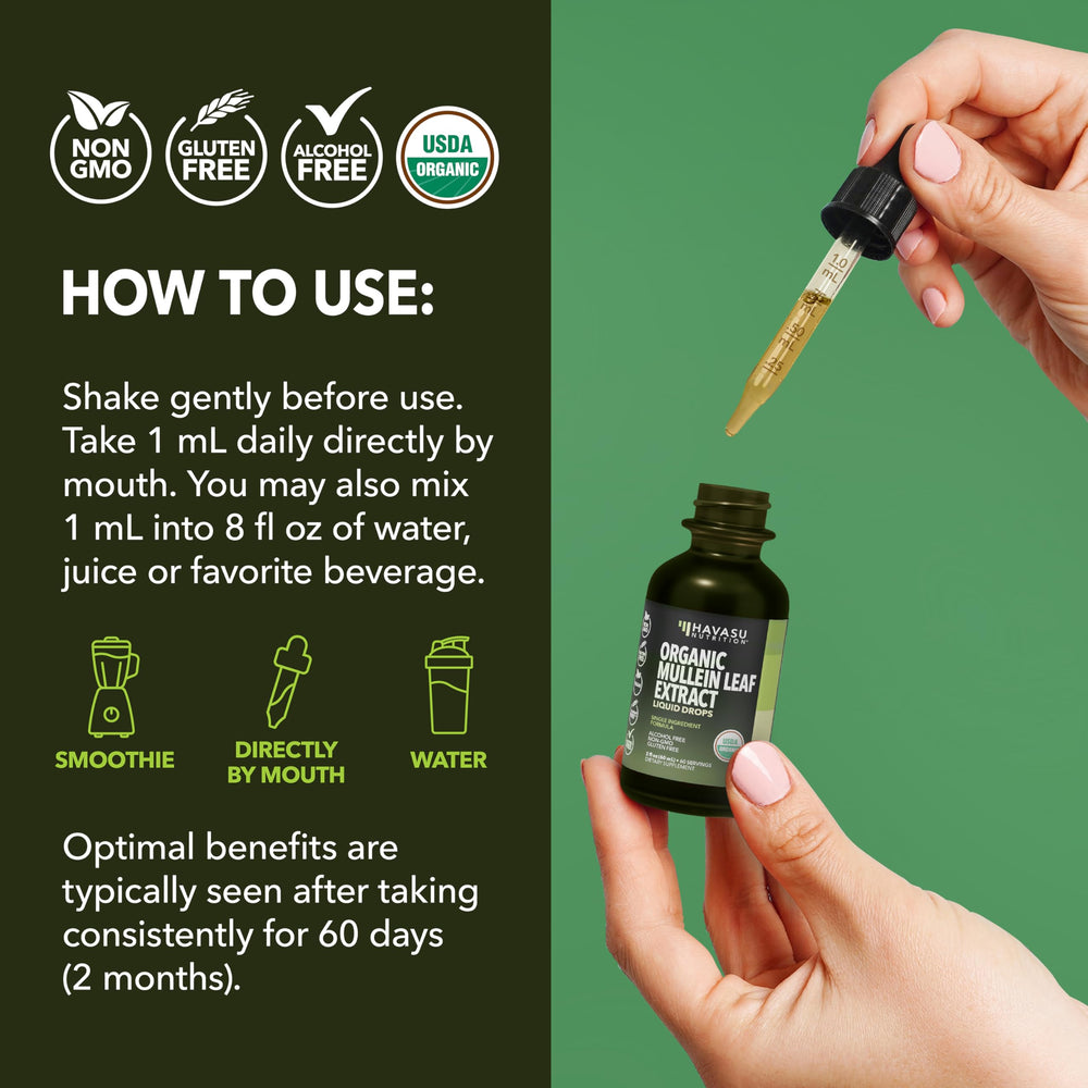 Alcohol-free vegan formula and quality checks in Mullein Drops