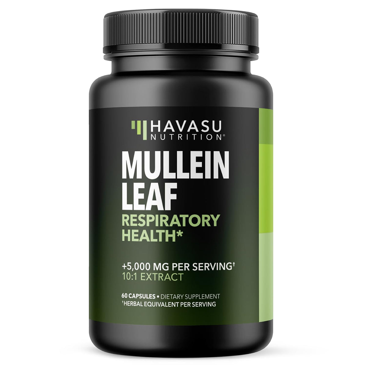 HAVASU NUTRITION Mullein Leaf Capsules bottle on a wooden surface for daily respiratory support