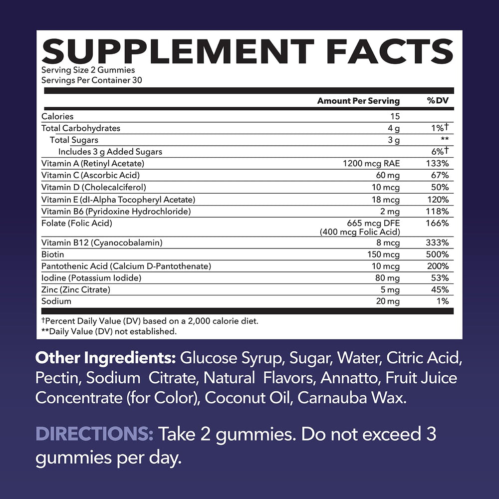 HAVASU Nutrition multivitamin gummies bottle label highlights mixed berry flavor.