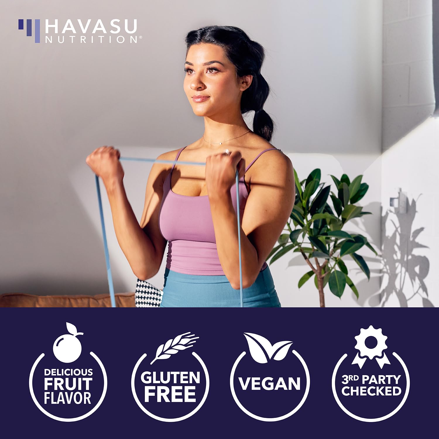 HAVASU Nutrition multivitamin gummies on breakfast table for a simple routine.