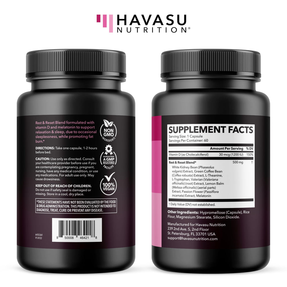 Evening routine scene with HAVASU NUTRITION Night Time Fat Burner