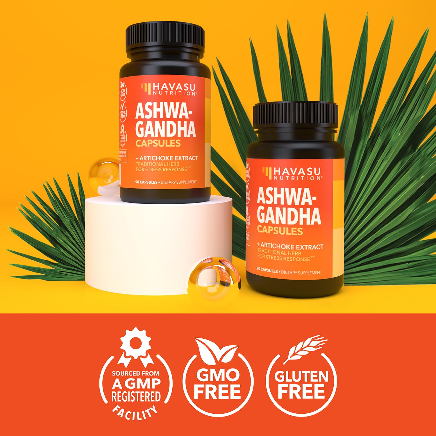 HAVASU NUTRITION Packaging close-up highlights 90 vegan capsules.
