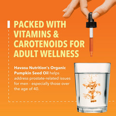 Organic label close-up on HAVASU pumpkin seed oil