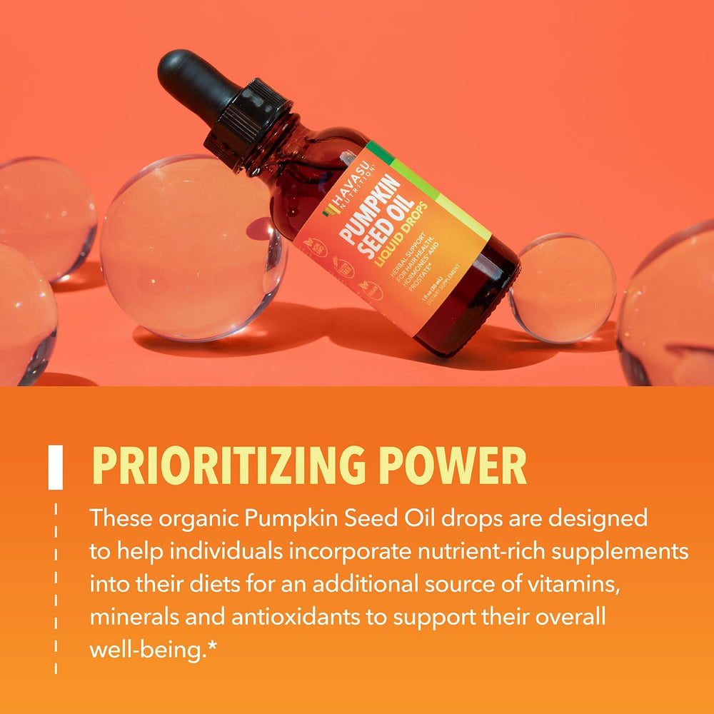 HAVASU pumpkin seed oil bottle indicating prostate support potential