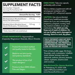 Rhodiola Rosea capsules from HAVASU NUTRITION for convenient daily energy.