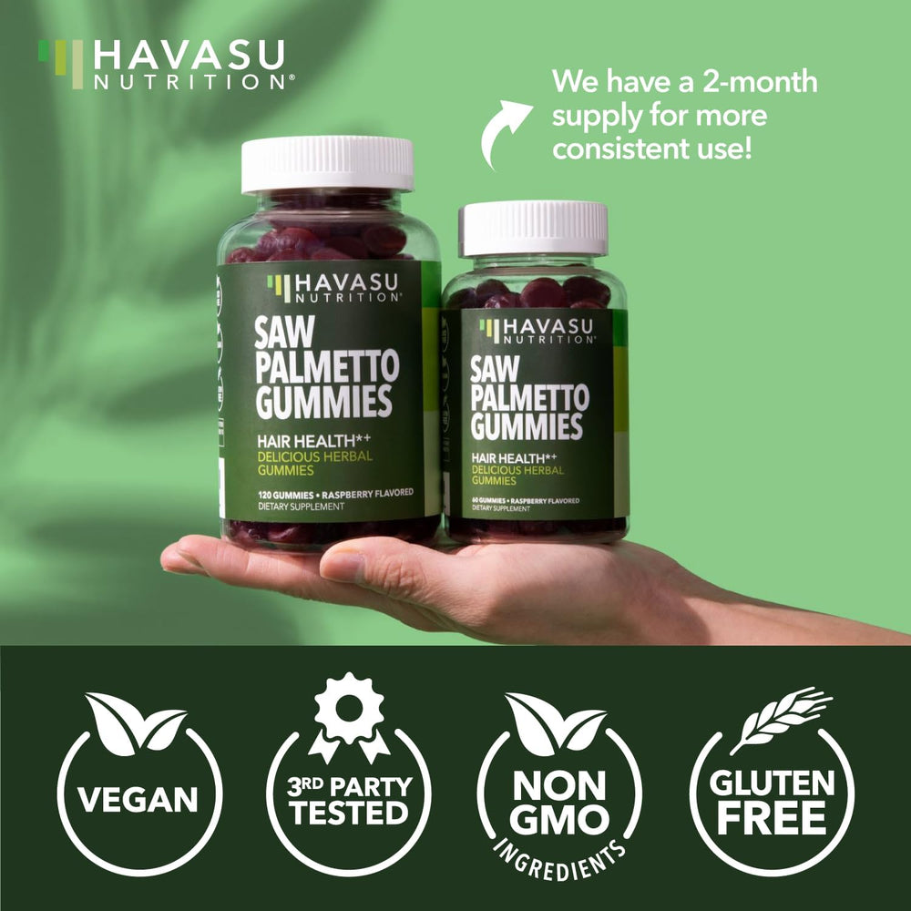 HAVASU Saw Palmetto for Men 60-count bottle as one month supply.