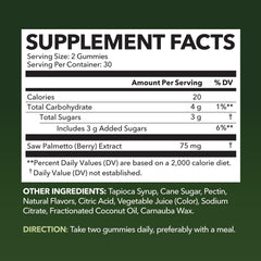 Close-up of HAVASU Saw Palmetto for Men Gummies with raspberry flavor for tasty daily support.