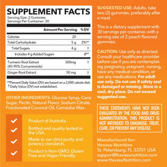 Havasu turmeric-ginger gummies close-up highlighting 95% curcuminoids for potential daily wellness.