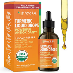 HAVASU Nutrition turmeric liquid drops in amber bottle for easy dosing and absorption