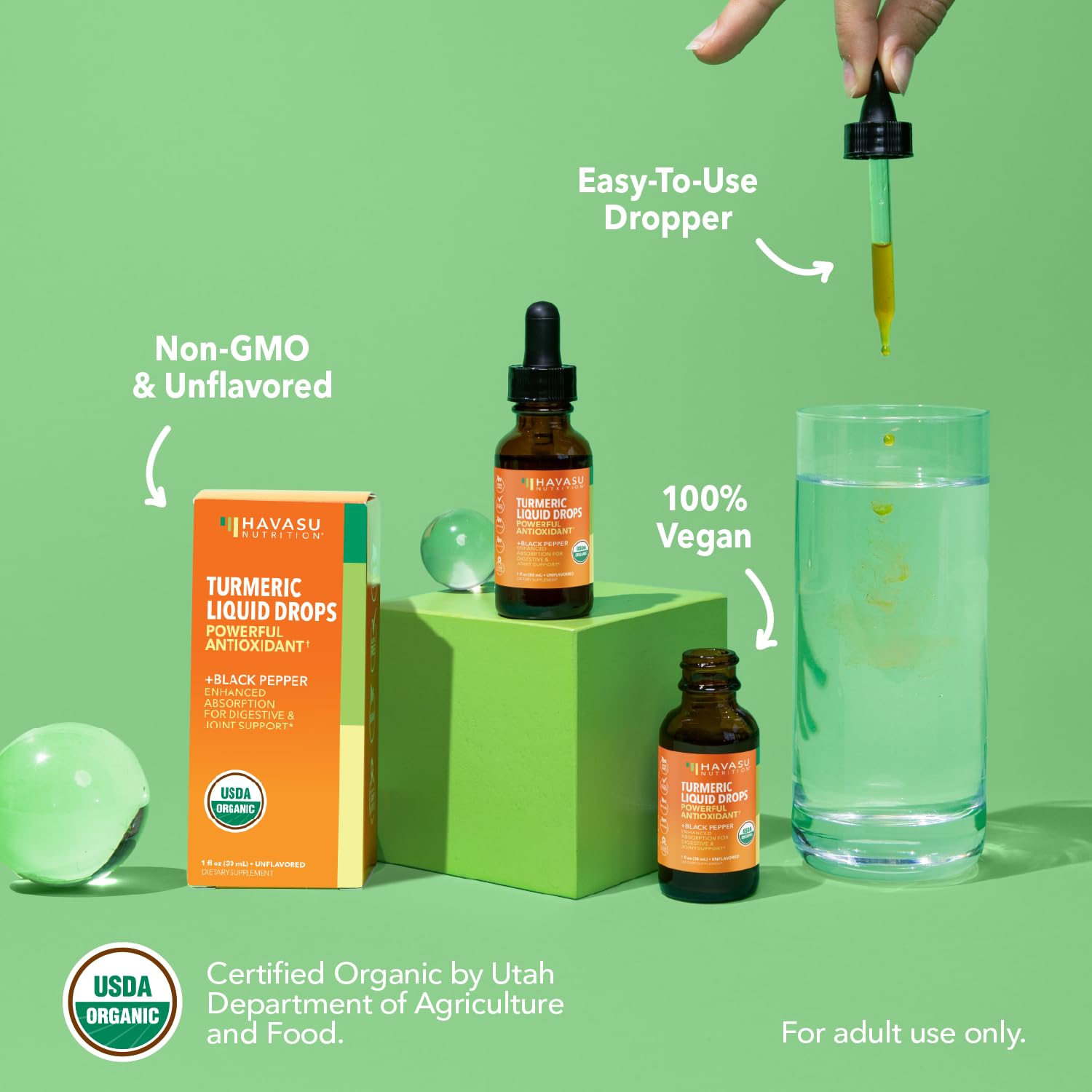 HAVASU Nutrition turmeric drops icon highlighting black pepper for absorption