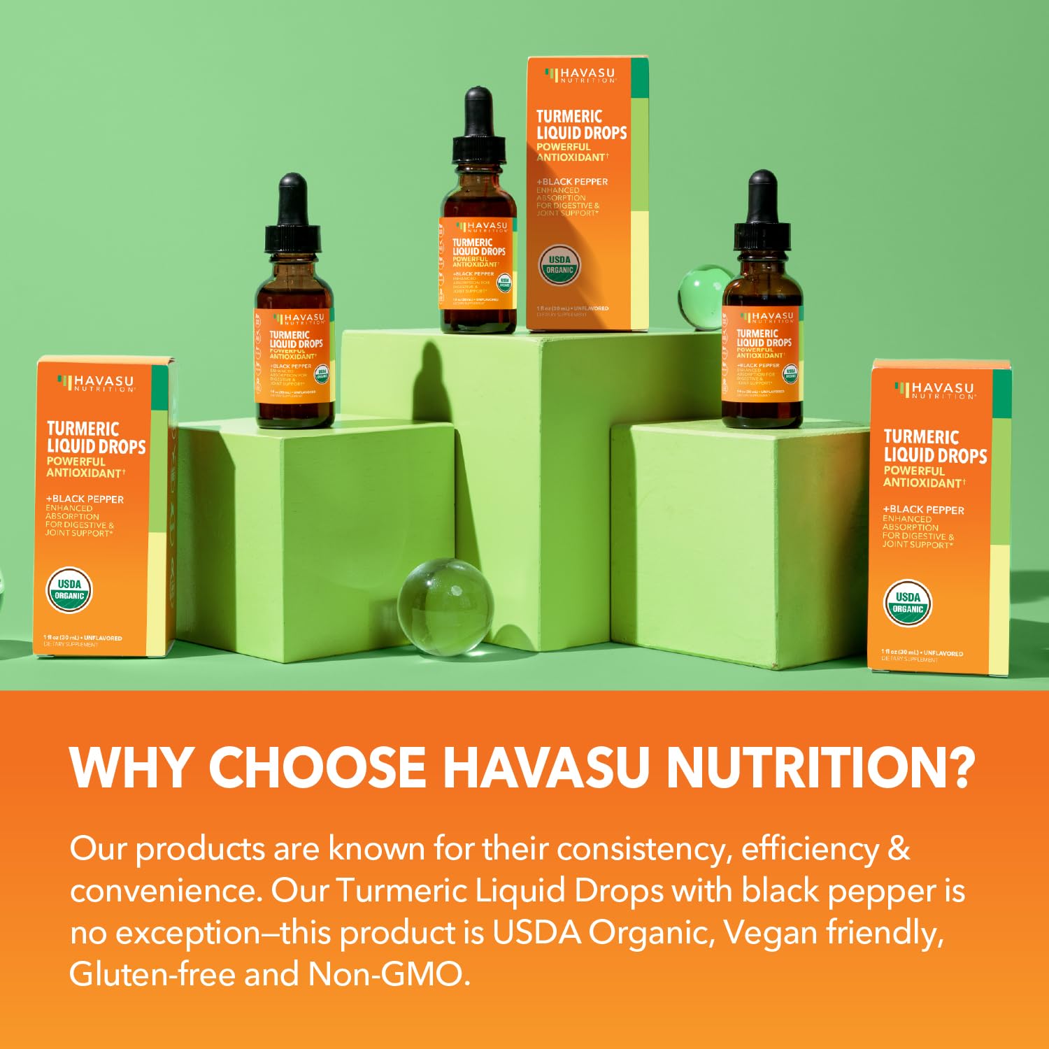 HAVASU Nutrition turmeric liquid drops scene illustrating immune support in daily life