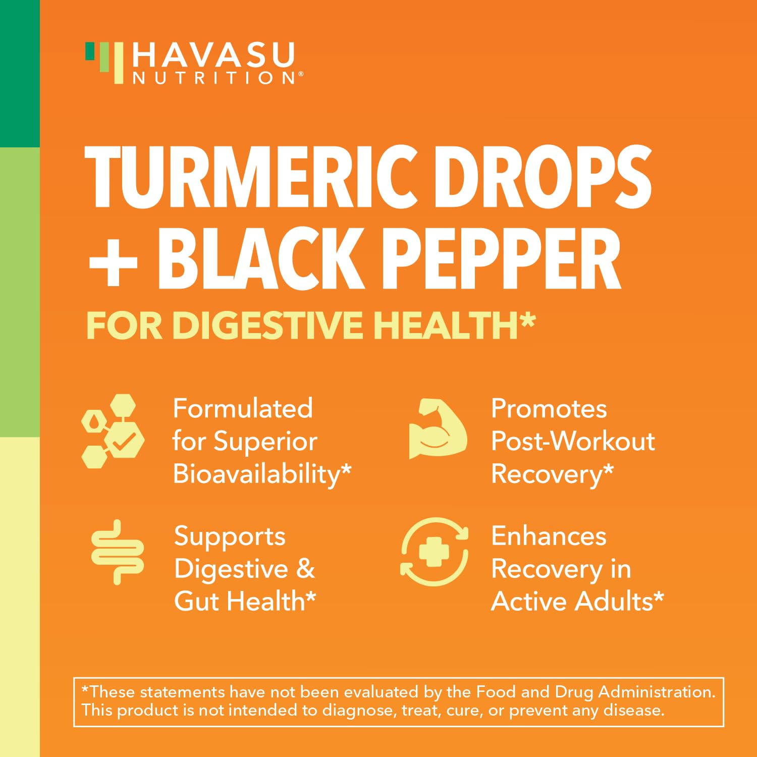 HAVASU Nutrition turmeric liquid drops label closeup showing USDA Organic ingredients