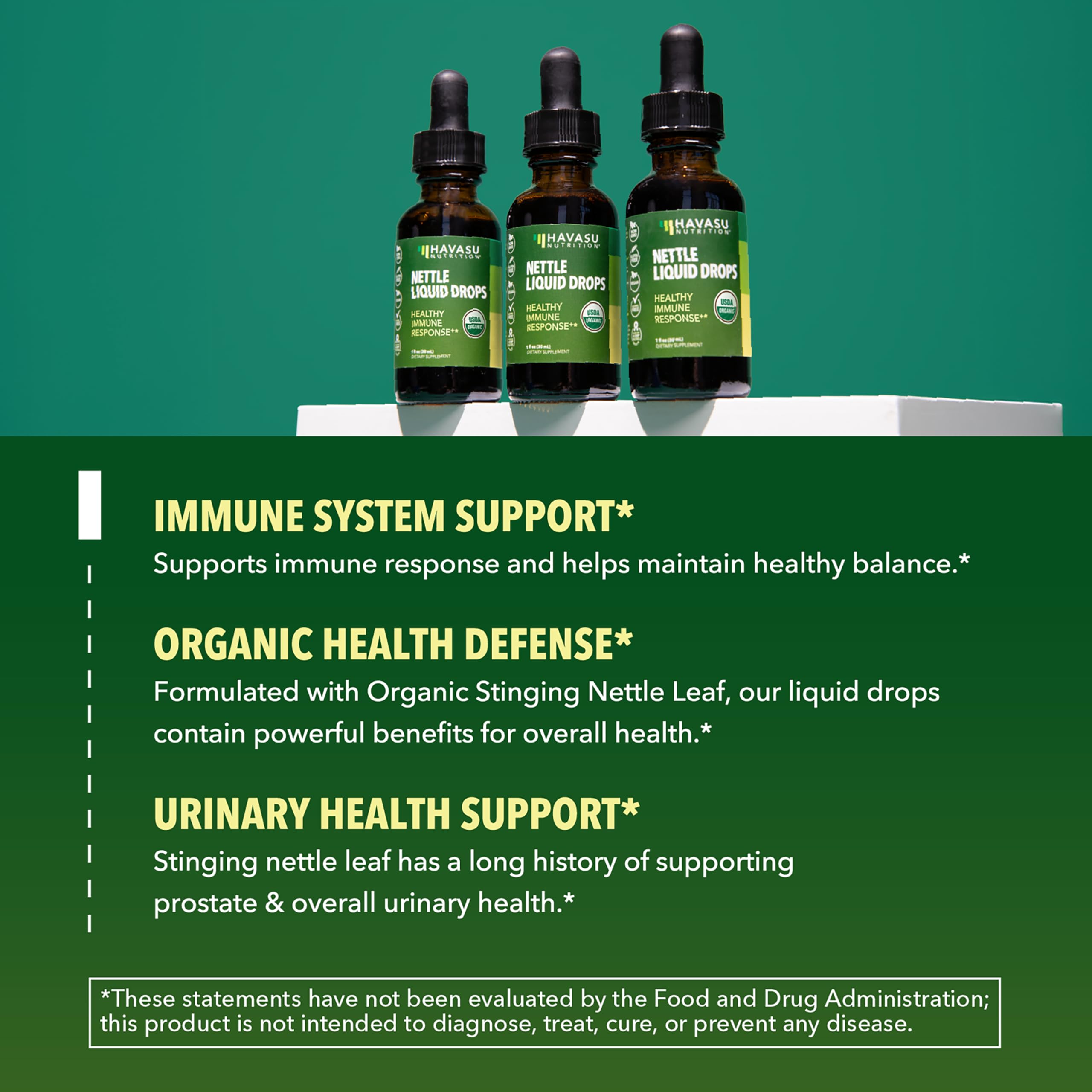 HAVASU Nutrition USDA Organic label on nettle tincture bottle