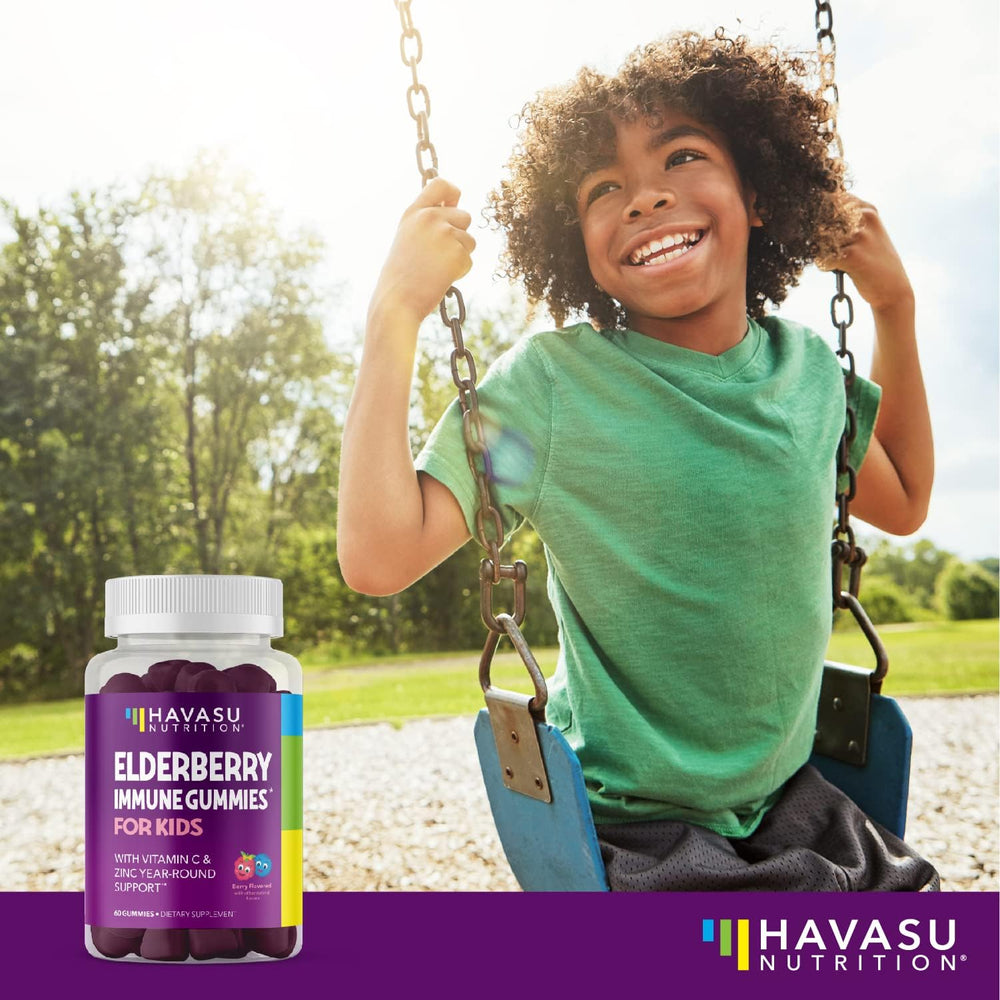 HAVASU NUTRITION Vegan elderberry gummies suggest plant-based option.