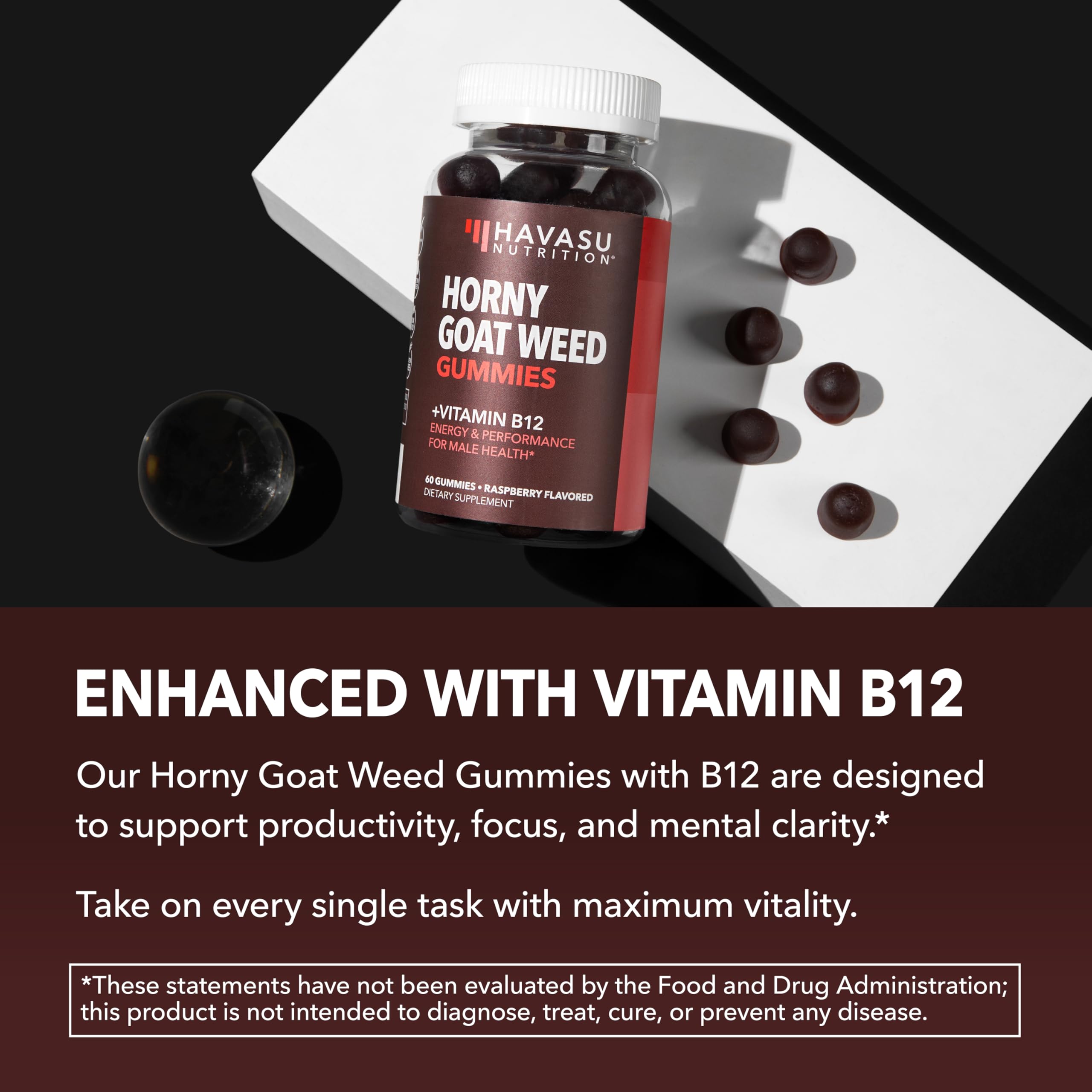 HAVASU Nutrition vegan-friendly gummies raspberry bottle for plant-based vitality.
