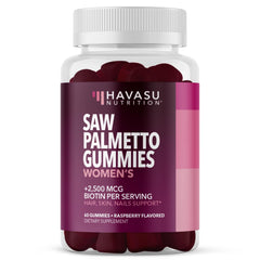 HAVASU Nutrition Saw Palmetto Biotin Gummies bottle ready for daily use.