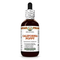 Hawaii Pharm California Poppy extract bottle for a calming evening routine.