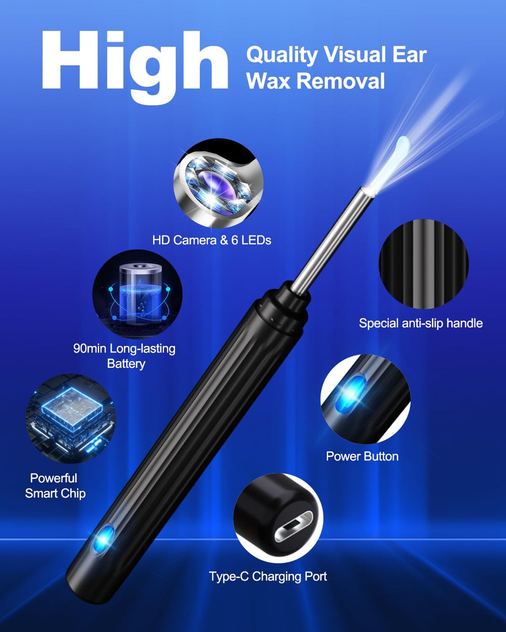 HaYiue ultra slim 3-5mm lens reaching the eardrum safely