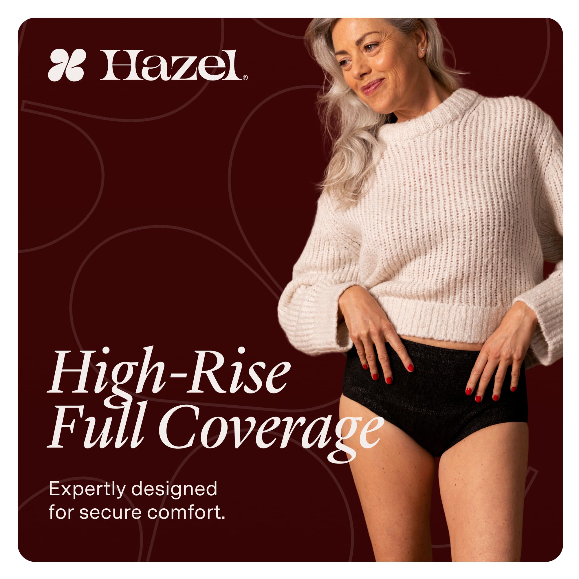 Hazel high-waist pull-up for secure, comfortable coverage.
