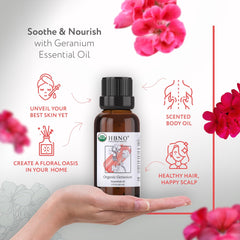HBNO geranium essential oil USDA certified label indicating organic quality