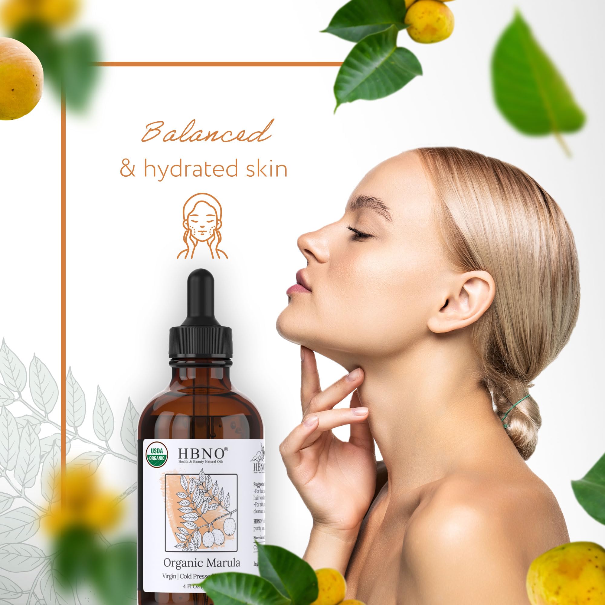 HBNO Organic Marula Oil face body lips application for versatile care