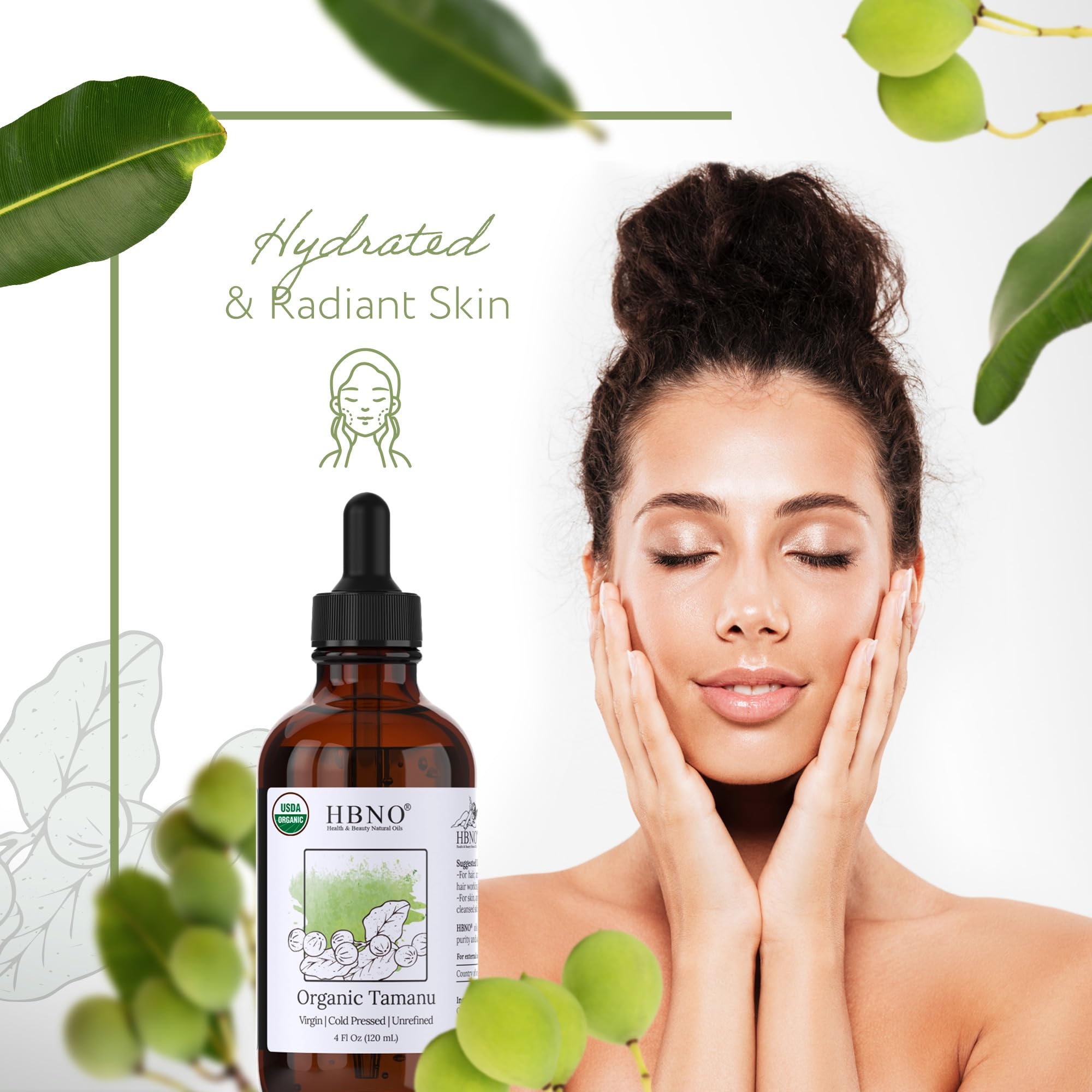 HBNO Tamanu Oil applied to clean skin for nourishment.